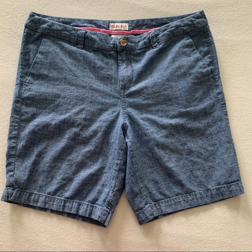 Merona Chambray Lightweight Denim Bermuda Shorts 10